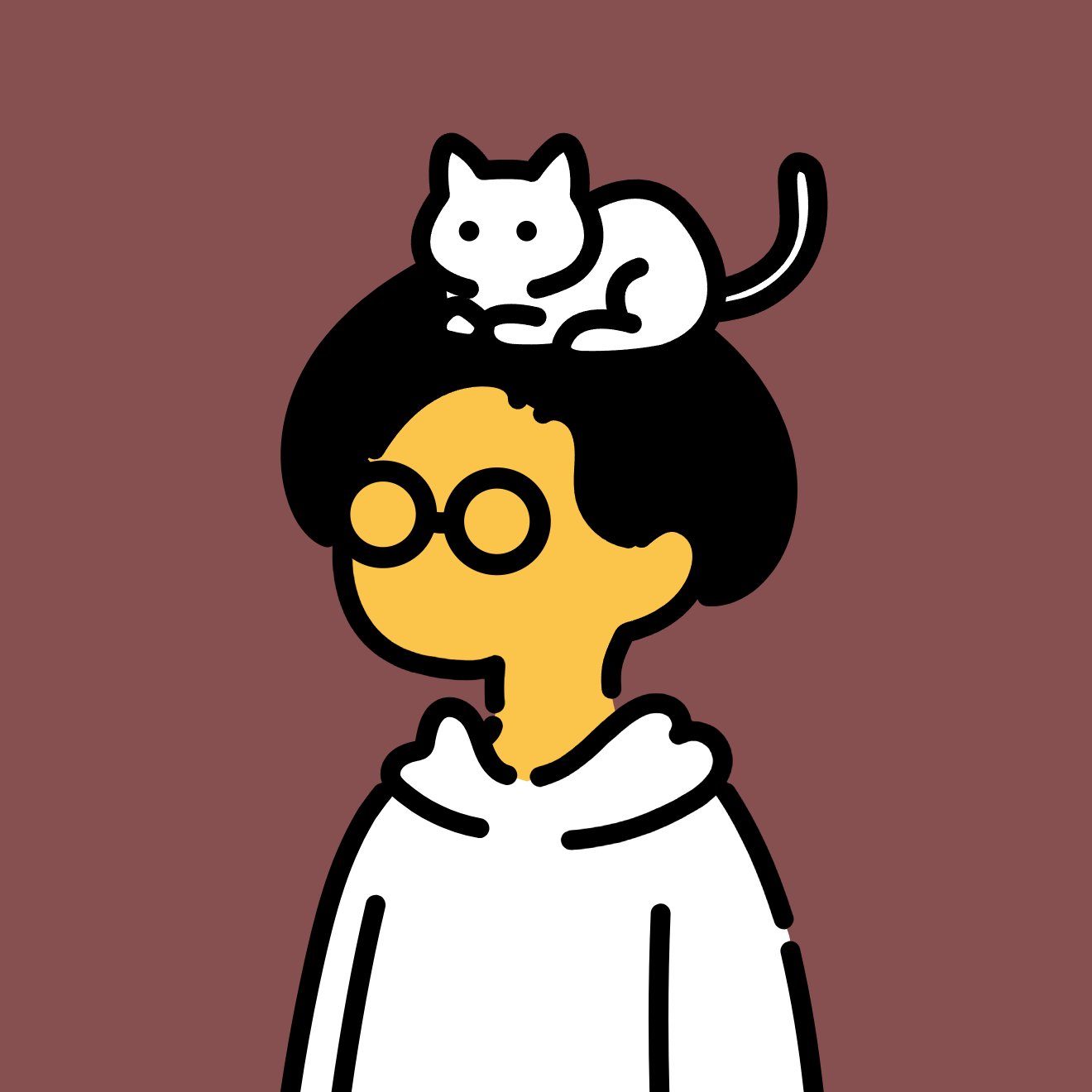 aritro shome avatar — illustrated portrait with a cat on the head